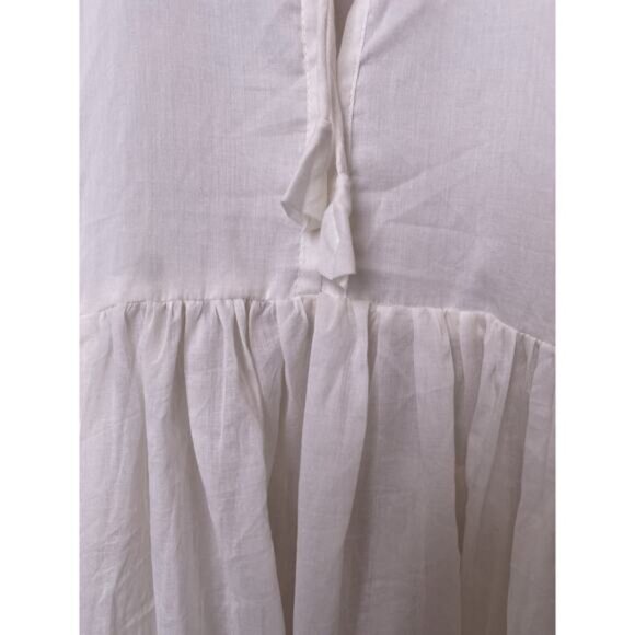 House Of Sundar Sara Midi Dress Snow White Indian Cotton Pockets Peasant Sz XL - Picture 6 of 7